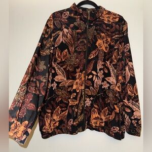 BLAIR women’s Vintage 90s fall leaves leaf all over print windbreaker jacket XLG